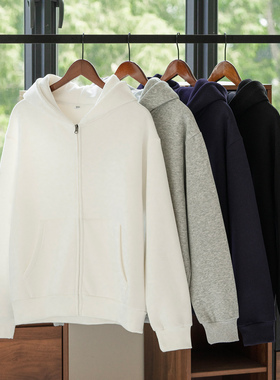 卫衣套装男美式简约宽松连帽开衫外套秋冬加厚加绒休闲运动两件套