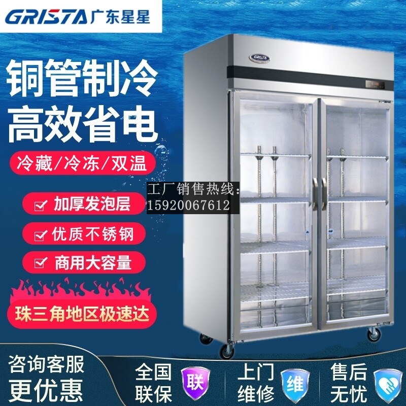 XINGX/星星双门冷藏展示柜 厨房蔬菜冰箱饮料保鲜柜陈列柜SG1.0L2