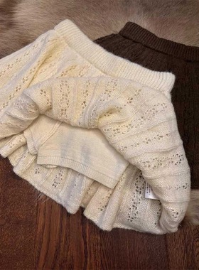 防走光！温柔镂空针织裙！打底百褶裙！秋冬甜辣高腰显瘦A半身裙