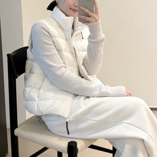 立领上衣休闲拉链服 针织假两件外套 90%鸭绒 轻便拼接羽绒服