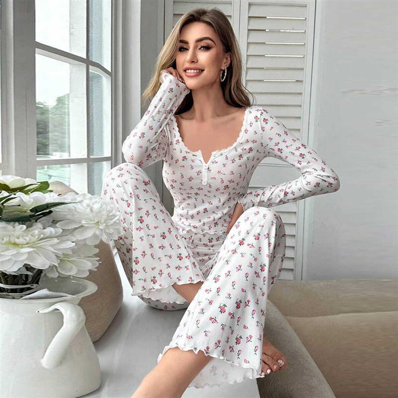 Pajama womens pants sexy women twopiece set家居睡衣两件套