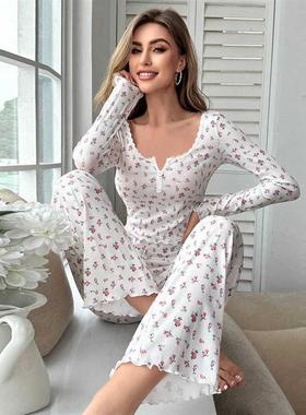 Pajama womens pants sexy women twopiece set家居睡衣两件套