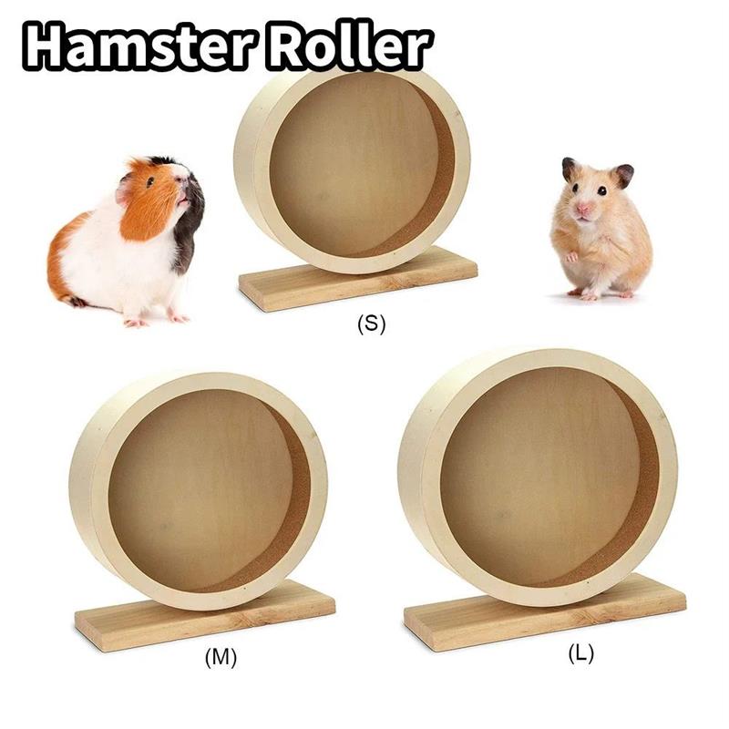 Natural Wood Hamster Wheel Running Toy Hamster Roller Wheel