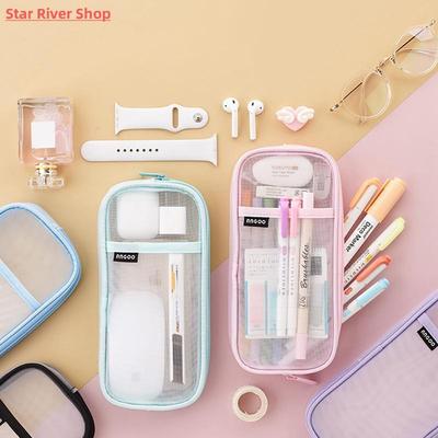 Korean Fashion Transparent Pencil Case Pouches Simple Macaro