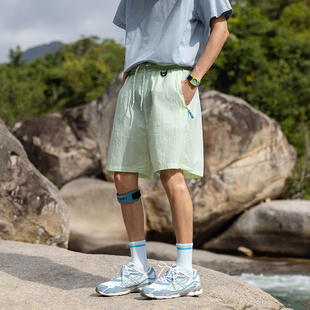 宽松休闲情侣纯色运动五分沙滩裤 薄款 男女夏季 多巴胺冰丝短裤
