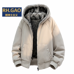极寒系列90绒羽绒服情侣短款 座山雕毛领加厚保暖连帽男外套派克服