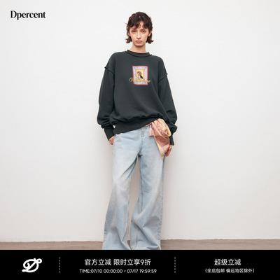 Dpercent丨宽松圆领印花长袖卫衣