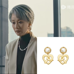 郑秀妍爱情没有神话唐嫣戴珊倪虹洁同款百搭珍珠爱心扭扭结耳环女