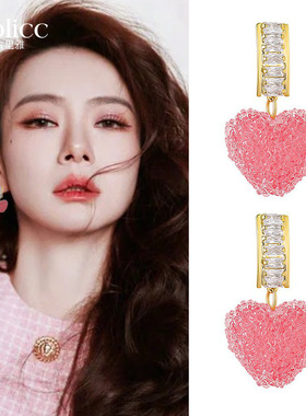戚薇同款爱心耳环女2025新款爆款感耳钉小众独特甜美可爱耳饰