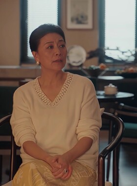 四喜许娣何丽华岳红同款羊毛衫手工钩花桃心V领 针织衫宽松毛衣女