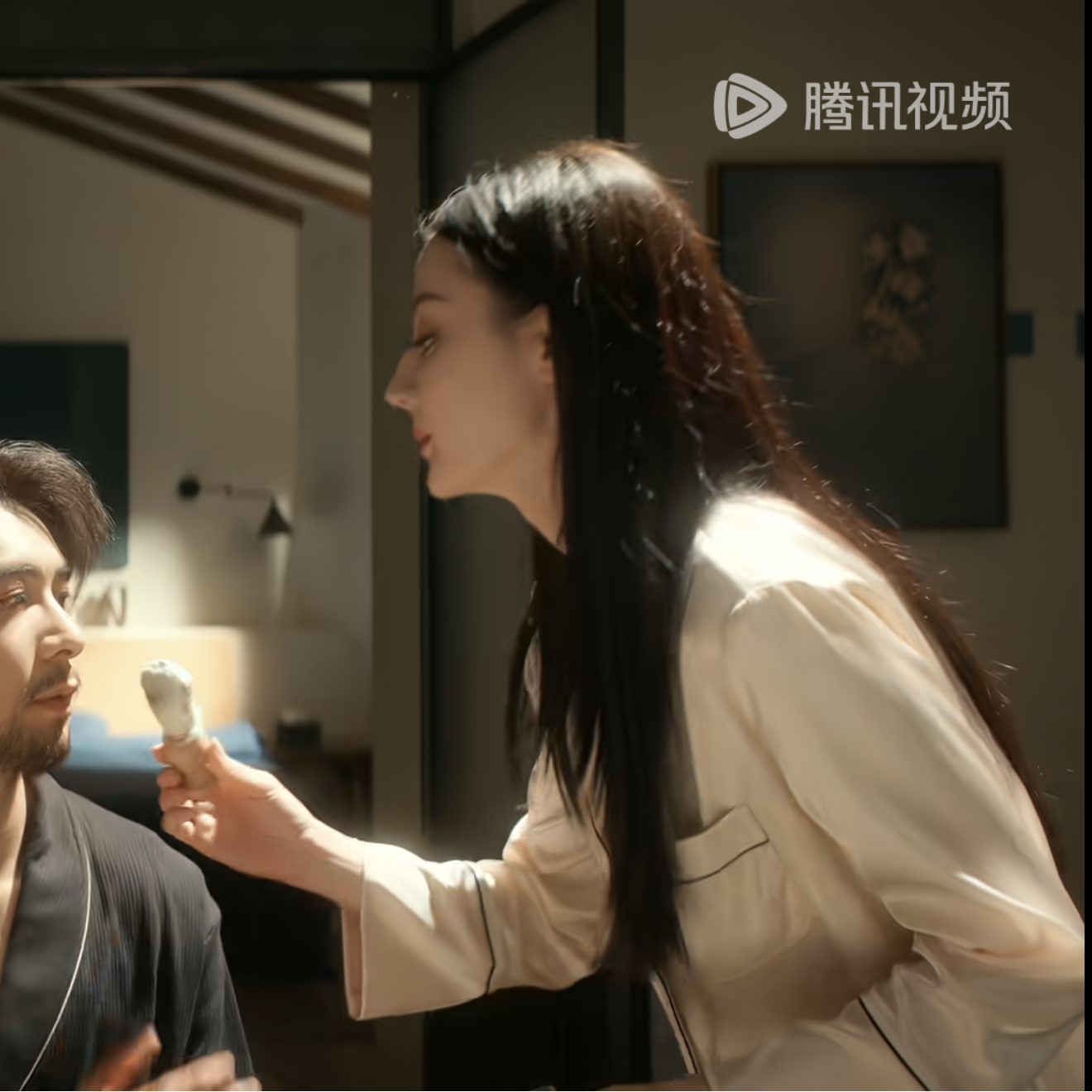 枭起青壤陈星旭聂九罗迪丽热巴同款冰丝家居服睡衣男女长袖两件套