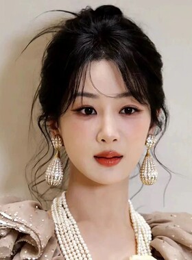 杨紫同款金色水钻热气球长款轻奢耳环女夸张锆石水滴耳钉时髦感