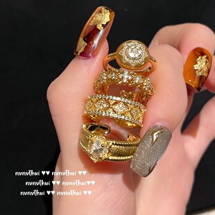 女神蒙上眼辛芷蕾同款复古拉丝鸽子蛋宝石戒指蝴蝶满天星锆石项链