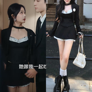 纵她入骨杨殊予许梁愿同款小香风两件套装裙秋冬外套上衣包臀短裙