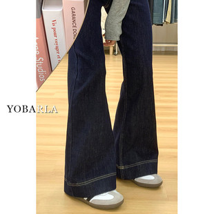 深蓝色a版阔腿牛仔裤女夏季新款胖mm大尺码显瘦梨形身材宽松直筒