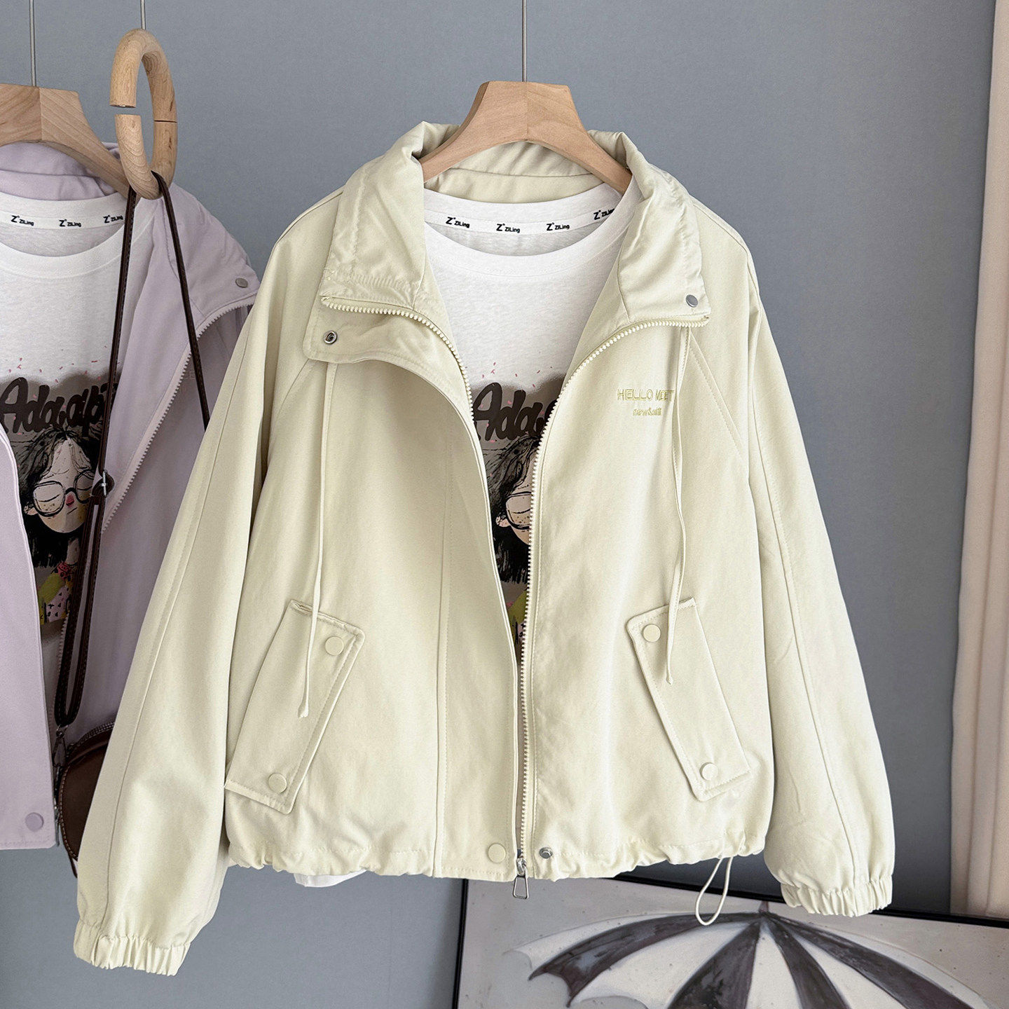 小立领短外套女2026春装新款韩版宽松显瘦上衣小个子休闲百搭夹克