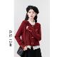 拼接毛衣外套短上衣 设计感衬衫 假两件红色针织开衫 女春秋2025新款