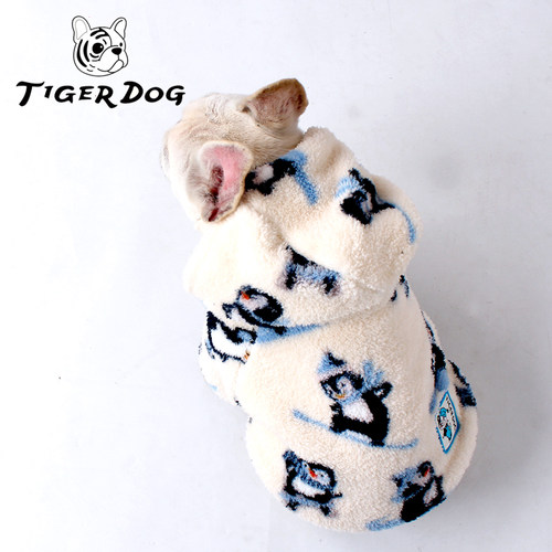 TIGERDOG秋冬超厚双面加绒东北零下法斗巴哥胖狗卫衣宠物衣服服M