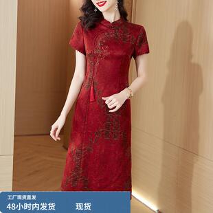 花罗香云纱洋装新款女专柜正品高端气质改良旗袍复古绣花时尚夏
