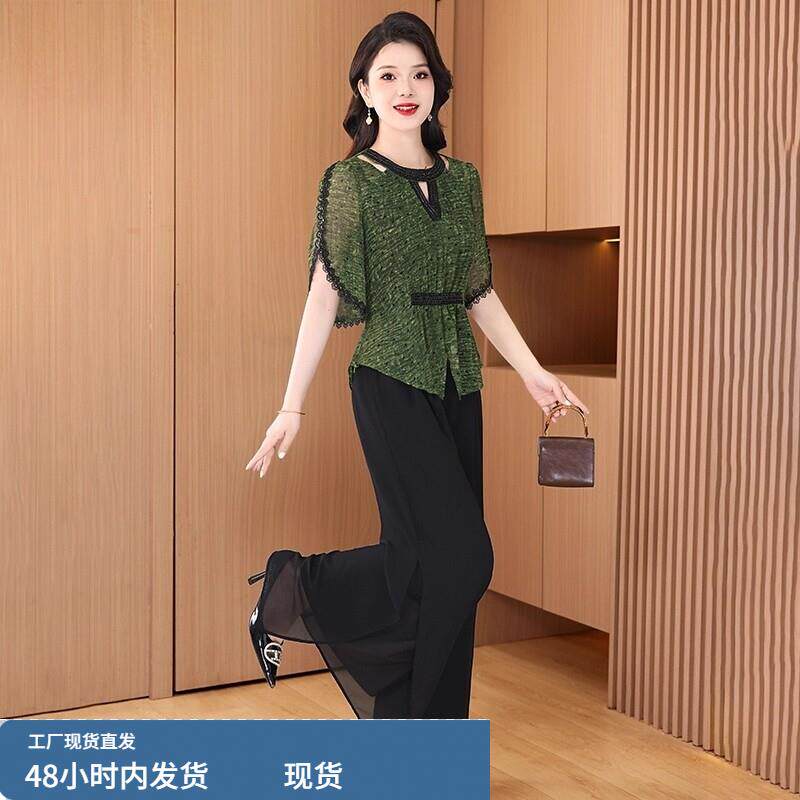 冰丝棉麻职业两件套装夏贵夫人杭州高端品牌40到50岁女装减龄穿搭