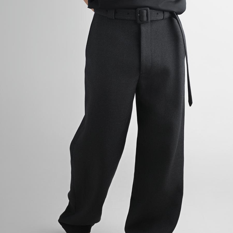 ROOLRREN24FW加厚羊毛混纺可拆卸腰带直筒宽松廓形高级感休闲西裤