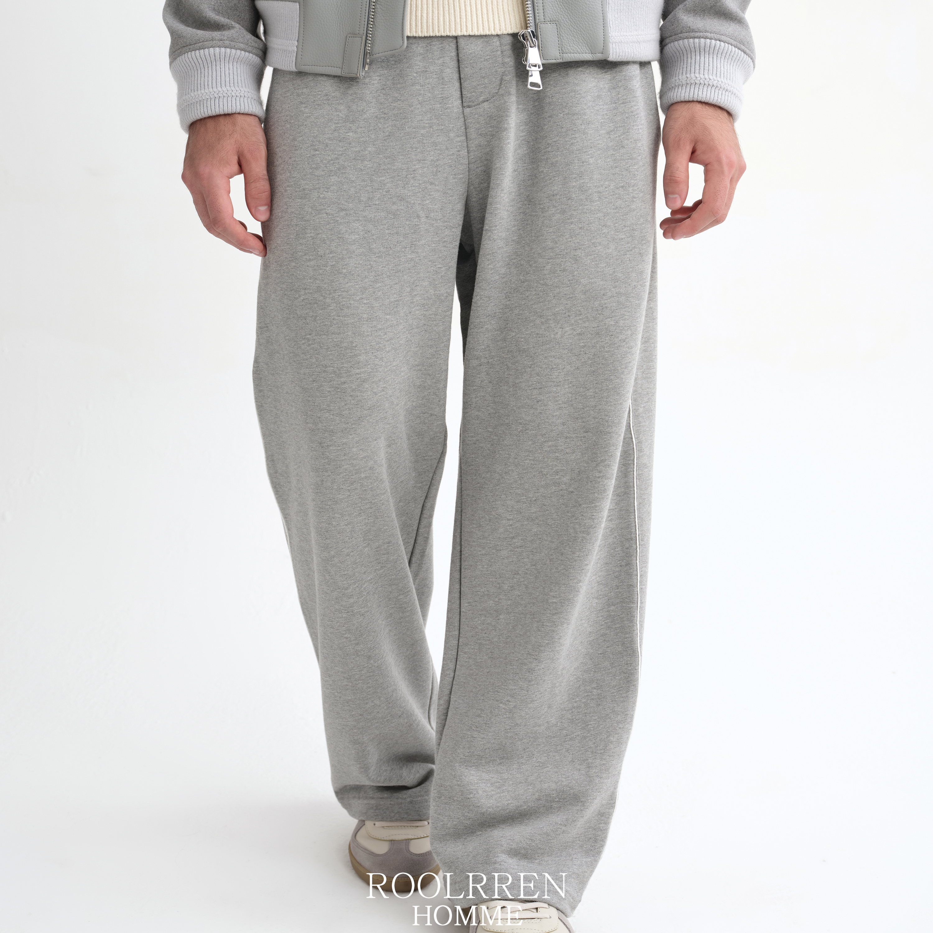 ROOLRREN 全棉起绒柔软舒适松弛慵懒抽绳运动卫裤长裤