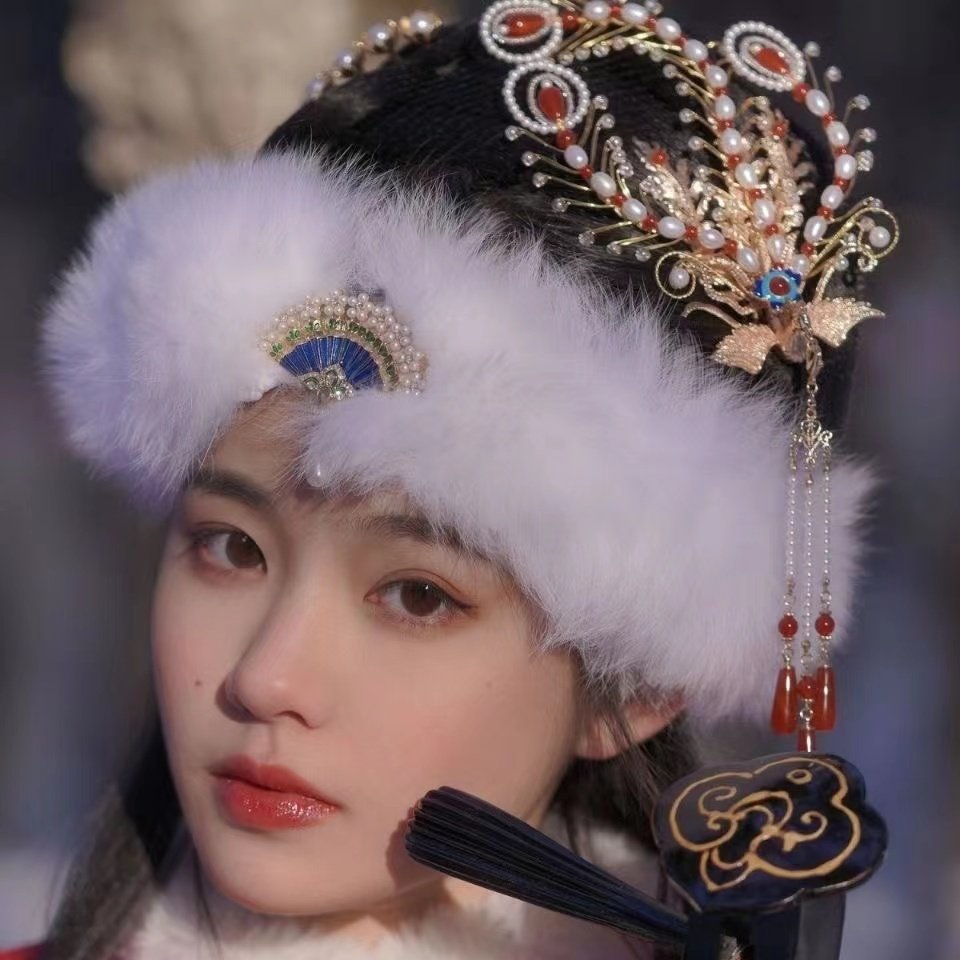 可爱保暖抹额王熙凤女头饰卧兔抹额古风汉服宫廷卧兔儿红楼梦昭君