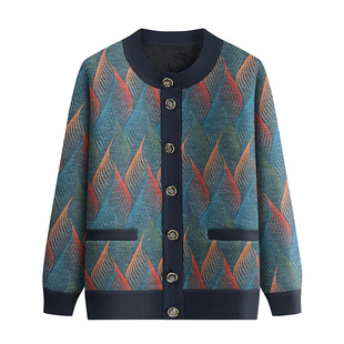 中老年妈妈秋装加绒毛衣针织衫外套奶奶加厚老人针织开衫暖和衣服