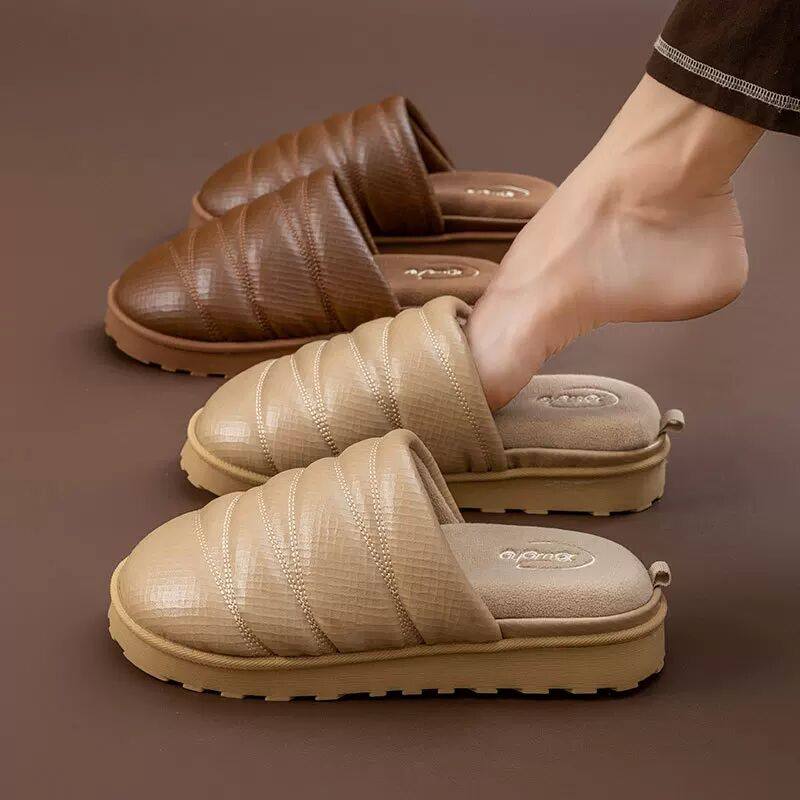 足弓可拆卸艾草海绵抑菌情侣毛绒室内防滑厚底拖鞋男女冬季棉拖鞋