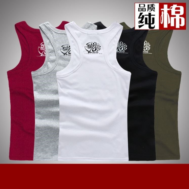 窄背圆领纯色春夏季健身打底修身男士内衣螺纹莫代尔紧身工字背心