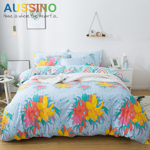 Aussino/澳西奴原创花型四件套全棉纯棉斜纹床上用品4件套 奥西斯