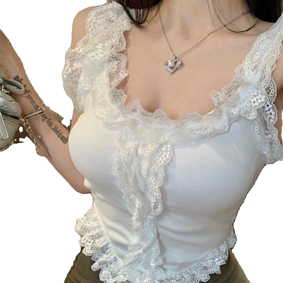 设计感时尚辣妹短款不规则吊带