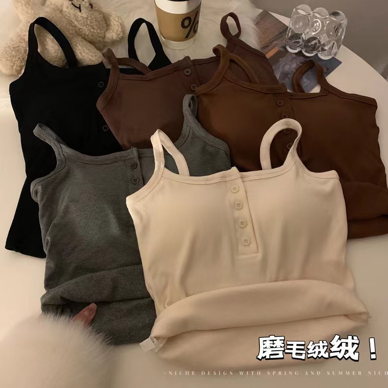 短款带胸垫纯色吊带秋季外穿无袖