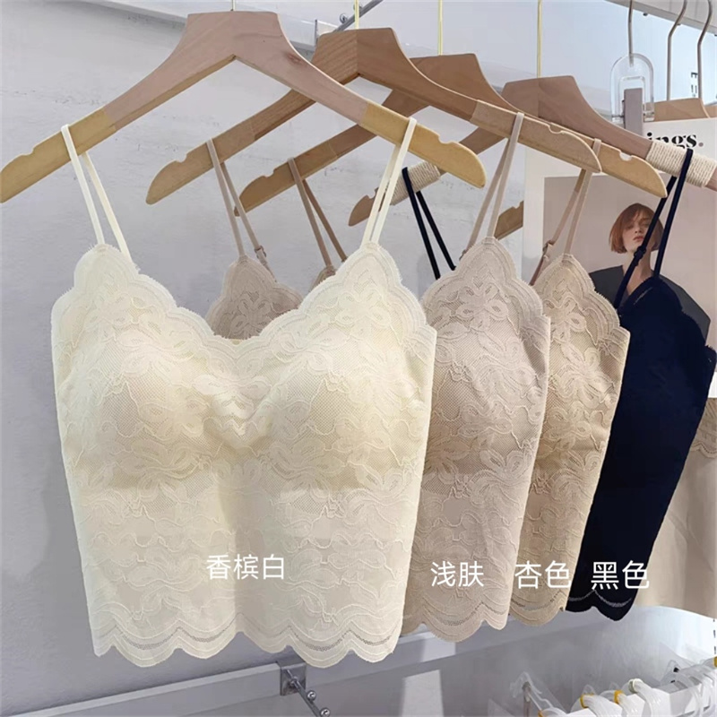夏季性感蕾丝美背内搭带胸垫美背