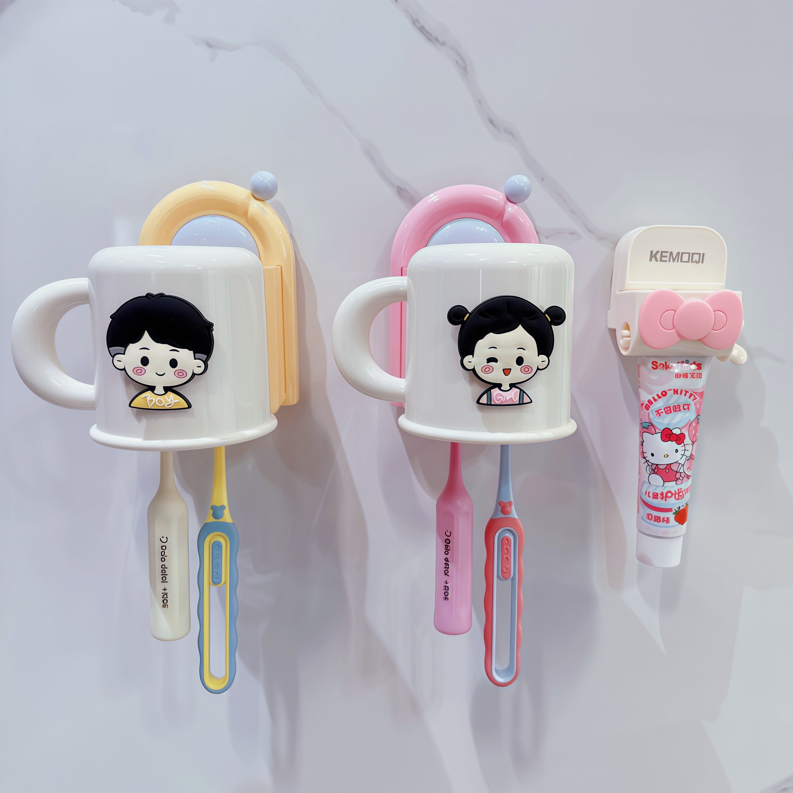 2025新款儿童刷牙杯牙刷置物架男女孩倒挂壁挂式漱口杯子牙缸牙具