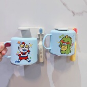 磁吸式 倒挂304不锈钢漱口杯儿童刷牙杯洗漱杯男孩女孩牙刷置物架