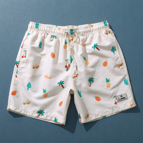 短裤新款夏季度假风印花带三角内衬舒适防尴尬海边度假速干沙滩裤
