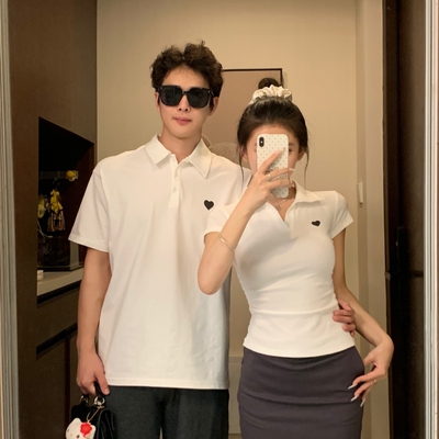 显瘦百搭高级感情侣短袖POLO衫
