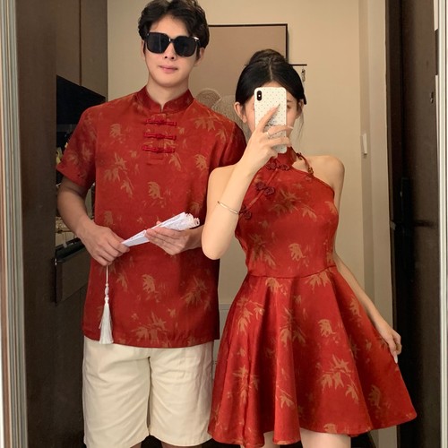 新中式气质显瘦旗袍款情侣装