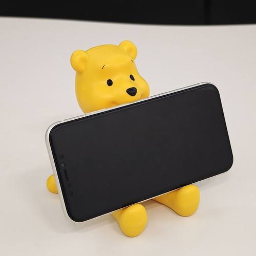 可爱手机支架手办动漫公仔模型懒人动漫风维尼熊卧室房间摆件桌面