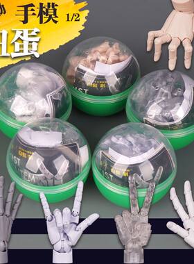 关节人手模型画画素描标准右手微缩1/2扭蛋手掌模型超可动手指