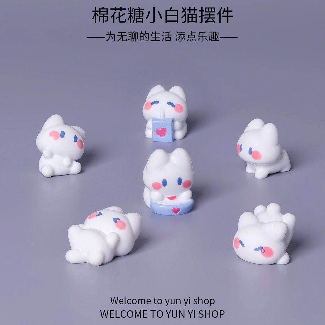 创意卡通棉花糖小白猫 苔藓微景观DIY园艺车载装饰品桌面小摆件