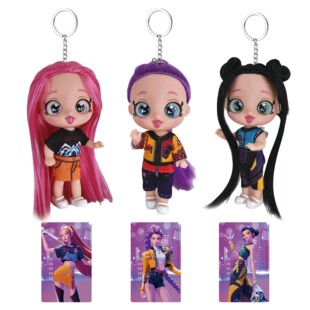 5D眼睛钥匙扣K-POP猎魔女团卡牌3寸娃娃书包挂件玩具汽车钥匙挂饰