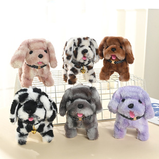 电动毛绒斑点小狗仿真毛绒可爱公仔会叫会走路宠物电子儿童玩具狗