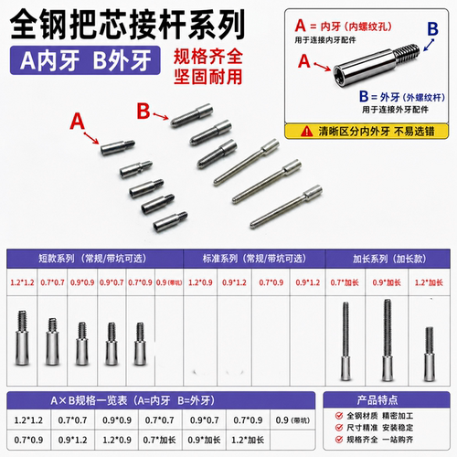 手表零配件表把芯 加长杆 把杆 接管 通用杆 加长接杆把杆0.7/0.9