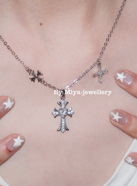 美式ins白开水风格十字架项链夏季超美百搭