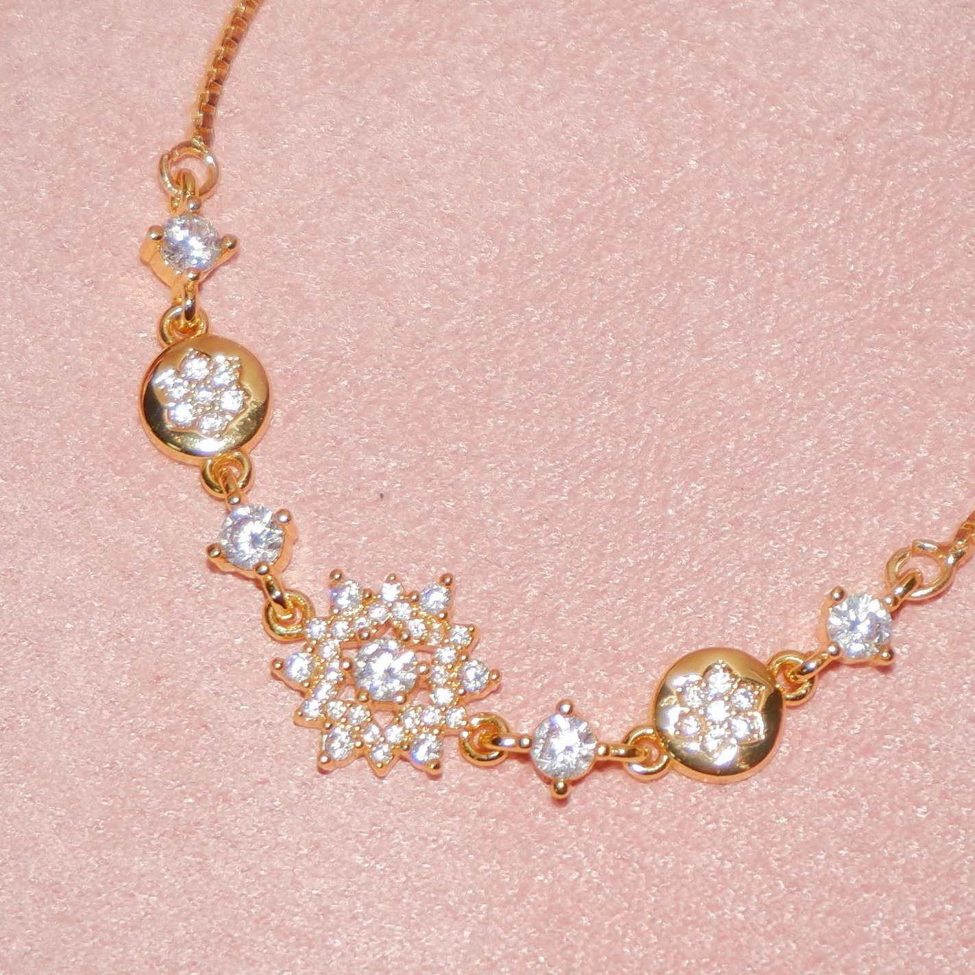 日韩法式雪花女几何千金风精致设计感镶钻手链