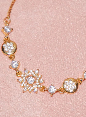 日韩法式雪花女几何千金风精致设计感镶钻手链