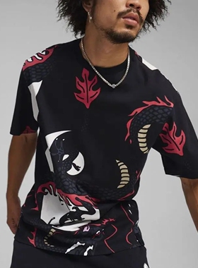 Puma彪马男女同款上衣STAPLE联名款龙图案印花圆领短袖T恤625097