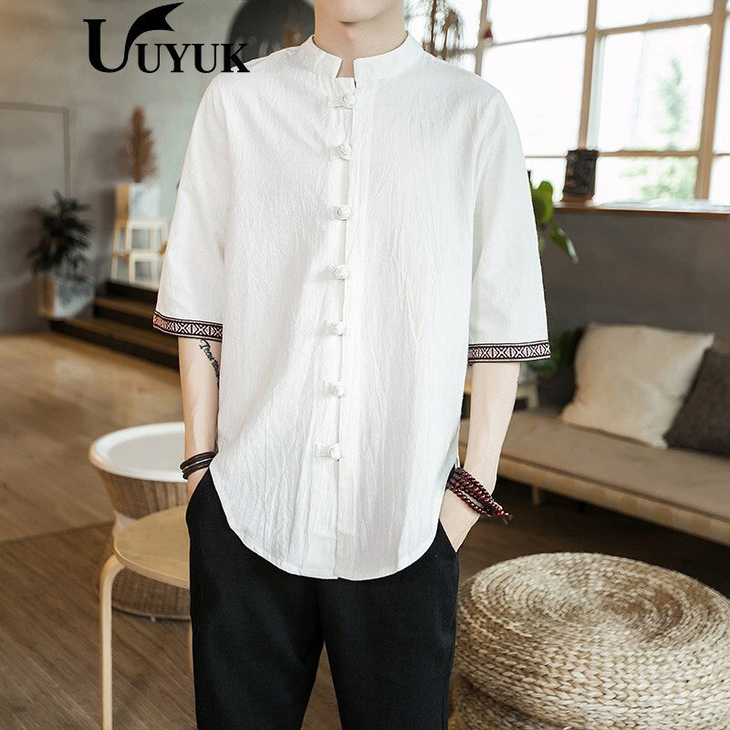 UYUK Linen shirt M 2019 Spring and summer new pattern Chinese style Thin section leisure time Three Quarter Sleeve Large shirt Teenagersin the Play mode/Anime/Periphery/cos/Board games ,  Cosplay Apparel/Props/Service ,  Cosplay Men  category - from Buy2taobao.com to provide professional Taobao agent buy service